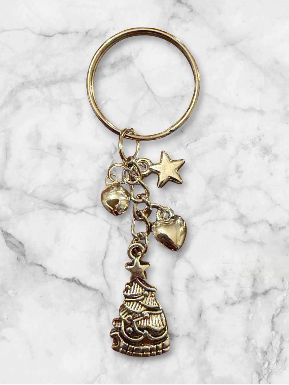 Festive Silver Christmas Tree Charm Keychain